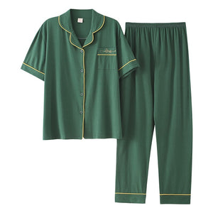 Summer 100% modal cotton long-sleeved trousers ladies pajamas suit simple green colour style long pajamas women's home service