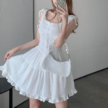 Load image into Gallery viewer, Summer 2021 New Lace-up Spaghetti Strap Dress Women French Sweet Style Chiffon A-line Sleeveless Ruffle Single Breasted Vestidos