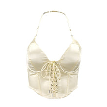 Load image into Gallery viewer, Summer 2021 New Style Fashion Women's Sexy Fashion Velvet Strap Open Back Suspender Bra Upper Outer Lace Up Tank