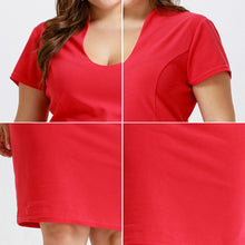 Load image into Gallery viewer, Summer 2021 Plus Size Dress Fashion Sexy Slim OL Style Short Sleeve Red Vestidos Office Elegant Dress Retro Women&#39;s Knee Dress
