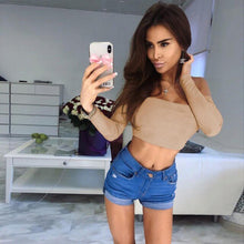 Load image into Gallery viewer, Summer 2021 Women&#39;s Top Cothes Sexy Fashion Backless One Word Collar Navel Exposed Tight fitting Party Camisole