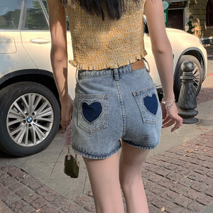 Summer 2022 High Waist Vintage Denim Shorts for Women Simple Loose Casual Korean Chic Woman Jeans All Match Trendy Women Shorts