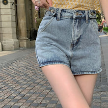 Load image into Gallery viewer, Summer 2022 High Waist Vintage Denim Shorts for Women Simple Loose Casual Korean Chic Woman Jeans All Match Trendy Women Shorts