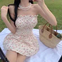 Load image into Gallery viewer, Summer 2022 Sexy Bandeau Kawaii Princess Dress Women Japanese Ruffle Sleeveless Sweet Girl Floral Dress Casual Korean Clothing