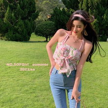 Load image into Gallery viewer, Summer Beach Sexy Floral Crop Top Women Print Y2k Sweet Boho Party Casual Vest 2021 Backless High Street Cute Korean Halter Tops