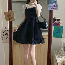 Load image into Gallery viewer, Summer Black Vintage Hepburn Dresses Women Elegant Korean Gothic High Waist Kawaii Dresses Female Casual Sweet Party Dress 2021