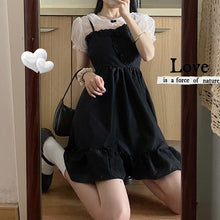 Load image into Gallery viewer, Summer Black Vintage Hepburn Dresses Women Elegant Korean Gothic High Waist Kawaii Dresses Female Casual Sweet Party Dress 2021