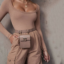 Load image into Gallery viewer, Summer Bodysuit For Women Sexy Long Sleeve Solid Pit Bar Fashion Cotton Bodycon 2021 New Slim Ladies Siamese Briefs