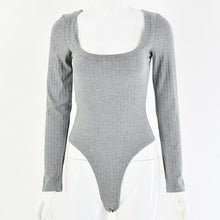 Load image into Gallery viewer, Summer Bodysuit For Women Sexy Long Sleeve Solid Pit Bar Fashion Cotton Bodycon 2021 New Slim Ladies Siamese Briefs