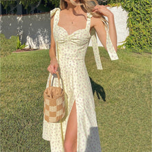 Load image into Gallery viewer, Summer Casual Slip Beach Midi Dress Women Floral Boho Dress Ruffles Wrap Casual V-Neck Split Sexy Party Dresses Robe Sundress