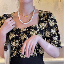 Load image into Gallery viewer, Summer Casual Vintage Floral Blouse Tops for Women Puff Sleeve Sexy Sweet Mini Blouse Chic Party Designer Korean Clothing Boho