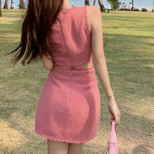 Load image into Gallery viewer, Summer Clothes For Women Tweed Two Piece Set Sleeveless Vest Crop Tops Shorts Skirt Suit Female Elegant 2 Piece Set  Women 2021