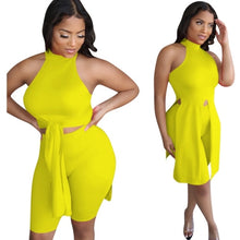 Load image into Gallery viewer, Summer Clothes Two Piece Set Women Sexy Solid Halter Vest-style Dress+shorts Sets Sports Club Outfits Streetwear Wholesale Items