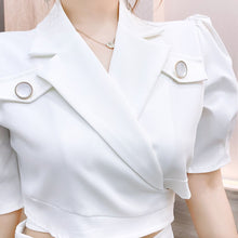 Load image into Gallery viewer, Summer Cross Tie Waist Short Small Suit Jacket + Pleated Skirt Two-piece Sets Office Lady Conjuntos De Vestido Ensembles Femme