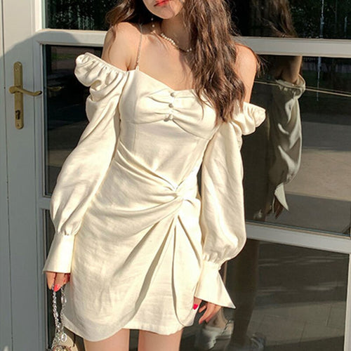 Summer Designer Kawaii Dress Women Elegant Strap Solid Sweet Mini Dress Female French High Street Party Night Mini Dress 2021