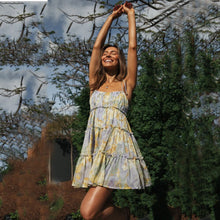 Load image into Gallery viewer, Summer Dress Sexy Spaghetti Floral Lace Up Mini Dresses For Women 2021 Fashion Loose Chiffon Print Ruffle Boho Beach Vestidos