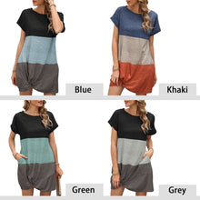 Load image into Gallery viewer, Summer Dress Women платье 2021 Splicing Mini Dress Twist-Hem  A-Line Dress Gown Casual Loose Vestidos de mujer Women&#39;s Dress