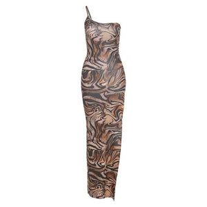 Summer Dress Women Fashion One-Shoulder Sling Bodycon Robe Sleeveless Sundress Sexy Long Woman&#39;s Party Dress 2021 Clubwear