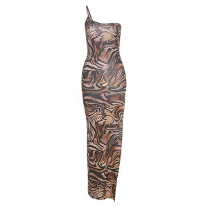 Summer Dress Women Fashion One-Shoulder Sling Bodycon Robe Sleeveless Sundress Sexy Long Woman&#39;s Party Dress 2021 Clubwear