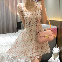 Load image into Gallery viewer, Summer Elegant Floral Dress Women Lace Up Designer Backless Sexy Mini Dress French Retro High Waist Chic Party Sweet Dress 2021
