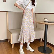Load image into Gallery viewer, Summer Elegant Floral Skirt Women Vintage High Waist Korean Chiffon Boho Skirt Casual Sweet Slim Fishtail Party Skirt 2021 New