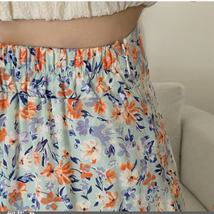 Summer Elegant Floral Skirt Women Vintage High Waist Korean Chiffon Boho Skirt Casual Sweet Slim Fishtail Party Skirt 2021 New