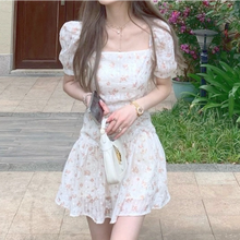 Load image into Gallery viewer, Summer Elegant Kawaii Floral Dress Women Print Korean Sweet Cute Party Mini Dress Puff Sleeve Pretty Fairy Summer Sundress 2021