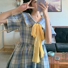 Load image into Gallery viewer, Summer Elegant Plaid Dress Women Vintage Korean Kawaii Designer Sweet Dresses Female Casual Club Outfits Beach Party Dress 2021