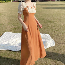 Load image into Gallery viewer, Summer Elegant Sweet Dress Women Floral Designer Patchwork Casual Midi Dress Holiday Outing Short Sleeve Slim Bodycon Dress 2021