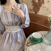 Load image into Gallery viewer, Summer Elegant Sweet Dress Woment French Floral Patchwork Dress Female Purple High Stree Casual Korean Party Midi Dress 2021 New