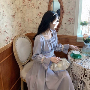Summer Elegant Sweet Dress Woment French Floral Patchwork Dress Female Purple High Stree Casual Korean Party Midi Dress 2021 New