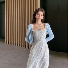 Load image into Gallery viewer, Summer Fairy Strap Dress Women Chiffon French V-Neck Elegant Floral Dress Sweet Casual Outdoor Beach Party Sexy Midi Sundress