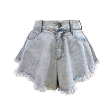 Load image into Gallery viewer, Summer Fashion American Flag Denim Waistcoat Tassel Shorts Two Pieces Set Slim Vest Tops Suits Set For Women