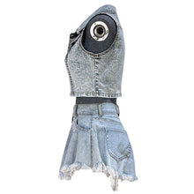 Load image into Gallery viewer, Summer Fashion American Flag Denim Waistcoat Tassel Shorts Two Pieces Set Slim Vest Tops Suits Set For Women