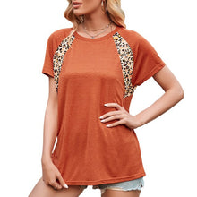 Load image into Gallery viewer, Summer Fashion Shirt Women Leopard Splicing T-shirt O-Neck Short Sleeve Tops Loose Fit Casual Mujer Tops Girls Tshirt