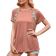 Load image into Gallery viewer, Summer Fashion Shirt Women Leopard Splicing T-shirt O-Neck Short Sleeve Tops Loose Fit Casual Mujer Tops Girls Tshirt