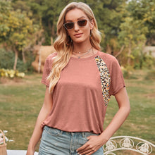 Load image into Gallery viewer, Summer Fashion Shirt Women Leopard Splicing T-shirt O-Neck Short Sleeve Tops Loose Fit Casual Mujer Tops Girls Tshirt