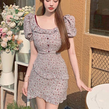 Load image into Gallery viewer, Summer Floral Print Dress Women  Elegant Vintage Sweet Sexy Party Mini Dress Female Casual Club Outfits for Women Dress 2021 New
