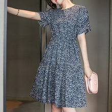 Load image into Gallery viewer, Summer Floral Print Dress Women Short Sleeve High Waist Female Casual Style Party Robe 2021 New Sundress Fashion Pleated Vestido