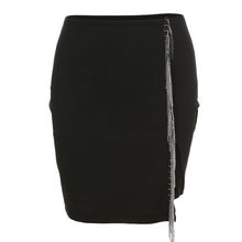 Load image into Gallery viewer, Summer For 2022 Fashion Black Elegant High Waist Mini Skirt Sexy Casual Satin Women&#39;s Skirts New Tassel Prom Clubwear Birthday