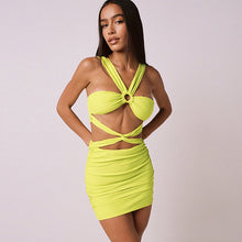 Load image into Gallery viewer, Summer For 2022 Strap Women&#39;s Clothes Print Halter Cutout Elegant Casual Basics Evening Party Sexy Prom Corset Mini Dress