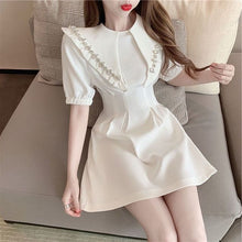 Load image into Gallery viewer, Summer French Peter pan Collar Short-sleeved Dress women 2022  new slim waist Elegant Party dresses office casual Ladies Dress