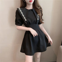 Load image into Gallery viewer, Summer French Peter pan Collar Short-sleeved Dress women 2022  new slim waist Elegant Party dresses office casual Ladies Dress