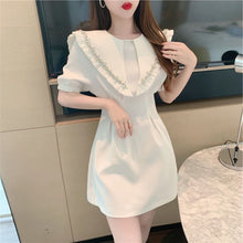 Load image into Gallery viewer, Summer French Peter pan Collar Short-sleeved Dress women 2022  new slim waist Elegant Party dresses office casual Ladies Dress