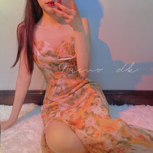 Load image into Gallery viewer, Summer French Vintage Strap Dress Women Elegant Floral Designer Y2k Split Dress Female Casual Backless Outdoor Party Dress 2021