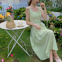 Load image into Gallery viewer, Summer Green Srtap Blouse Long Skirt Two Piece Set for Women Elegant Holiday Casual Suit Mini Kawaii Blouse A-Line Sweet Skirt