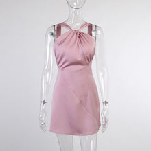 Load image into Gallery viewer, Summer Halter Neck Satin Beach Mini Dress 2021 Women Backless Black Party Club Birthday Sexy Dresses A Line Sundress Streetwear