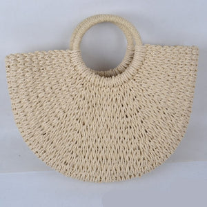 Summer Handmade Bags for Women Beach Weaving Ladies Straw Bag Wrapped Beach Bag Moon shaped Top Handle Handbags Totes