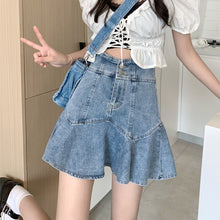 Load image into Gallery viewer, Summer Kawaii Denim Mini Skirt Women Sexy High Waist Y2K Sweet Skirt Female High Streeet Designer Irregular Cute Skirt 2021 New