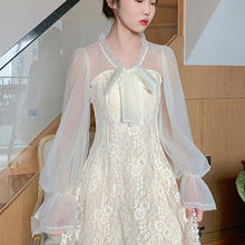Load image into Gallery viewer, Summer Kawaii Elegant Dress Women Korean Solid Designer Lace Princess Sweet Dress Casual Puff Sleeve Vintage Party Dress 2021